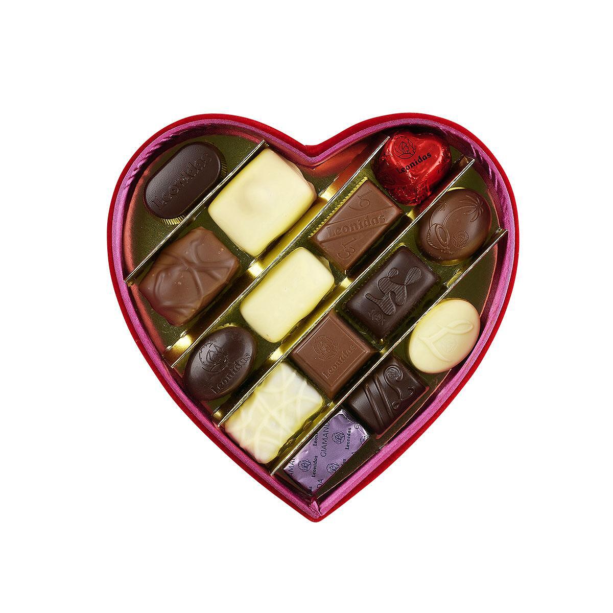 Box Heart with Leonidas Chocolate Candies - Heart-M (16 pcs.)